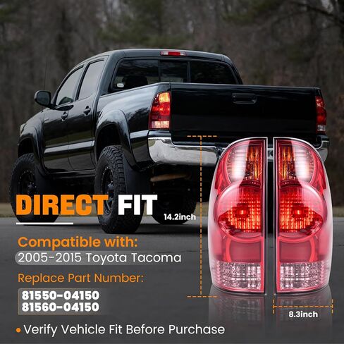 LED Tail Lights Assembly Compatible with 2005-2015 Toyota Tacoma Pickup Taillight Rear Brake Light, Left Driver and Right Passenger Side w/Bulbs and Harness, Replaces 81550-04160 81560-04160 in Saudi Arabia