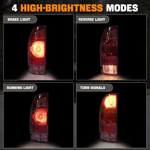 LED Tail Lights Assembly Compatible with 2005-2015 Toyota Tacoma Pickup Taillight Rear Brake Light, Left Driver and Right Passenger Side w/Bulbs and Harness, Replaces 81550-04160 81560-04160 in Saudi Arabia
