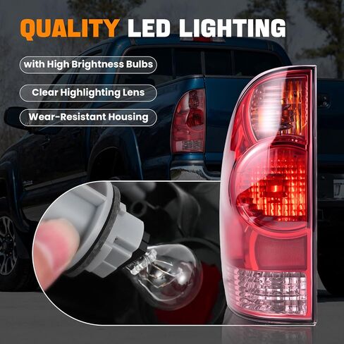 LED Tail Lights Assembly Compatible with 2005-2015 Toyota Tacoma Pickup Taillight Rear Brake Light, Left Driver and Right Passenger Side w/Bulbs and Harness, Replaces 81550-04160 81560-04160 in Saudi Arabia
