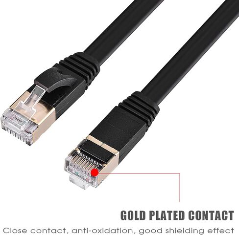 كابل Keenso CAT7 محمي RJ45 قابل للسحب لنقل البيانات بسرعة عالية لجهاز الكمبيوتر المحمول مودم راوتر 1.5 متر أسود in Saudi Arabia