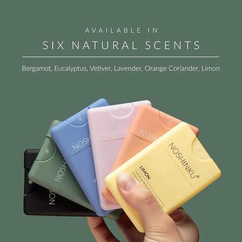 Noshinku Bergamot Refillable Pocket Hand Sanitizer 3-Pack | Organic Sanitizing Mist with Moisturizing Botanical Oils | Kills 99.9% of Germs | FDA Registered Sugarcane Derived Alcohol | Travel Size in Saudi Arabia