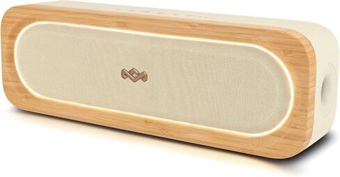 House of Marley Get Together 3 مكبرات صوت بلوتوث، وقت تشغيل 10 ساعات، شحن سريع USB-C، أوضاع صوت EQ، إضاءة LED محيطة، نطاق لاسلكي 30 مترًا، تصميم نسيج الخيزران والترجيع (كريمي) in Kuwait