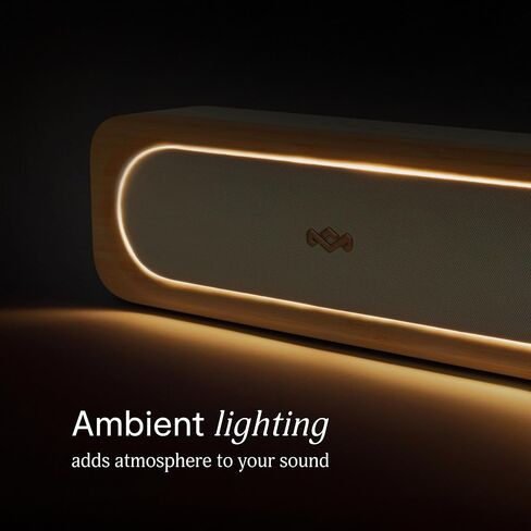 House of Marley Get Together 3 مكبرات صوت بلوتوث، وقت تشغيل 10 ساعات، شحن سريع USB-C، أوضاع صوت EQ، إضاءة LED محيطة، نطاق لاسلكي 30 مترًا، تصميم نسيج الخيزران والترجيع (كريمي) in Kuwait