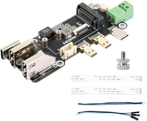PCIe to M.2 NVMe 2230/2242 SSD+Micro HDMI to HDMI Female Multifunctional Adapter, Compatible with Raspberry Pi 5, Supports Dual 4K Outputs, Two Power Supply Methods in Saudi Arabia