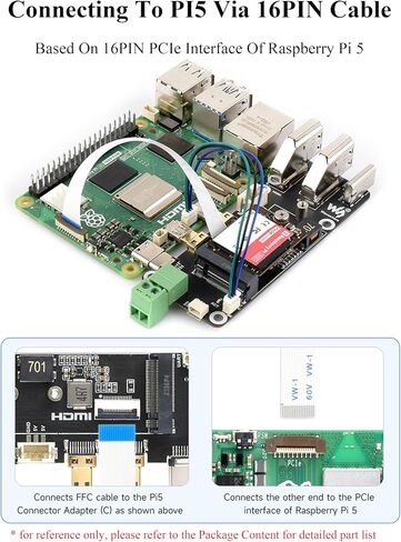 PCIe to M.2 NVMe 2230/2242 SSD+Micro HDMI to HDMI Female Multifunctional Adapter, Compatible with Raspberry Pi 5, Supports Dual 4K Outputs, Two Power Supply Methods in Saudi Arabia