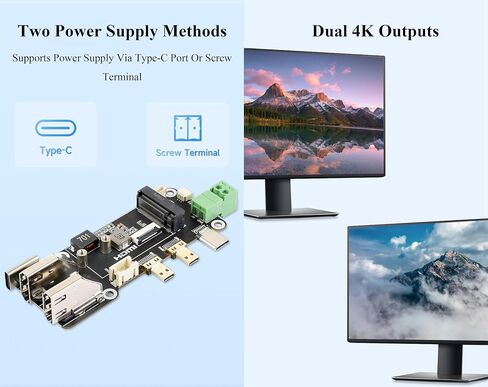 PCIe to M.2 NVMe 2230/2242 SSD+Micro HDMI to HDMI Female Multifunctional Adapter, Compatible with Raspberry Pi 5, Supports Dual 4K Outputs, Two Power Supply Methods in Saudi Arabia