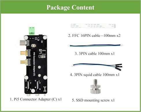PCIe to M.2 NVMe 2230/2242 SSD+Micro HDMI to HDMI Female Multifunctional Adapter, Compatible with Raspberry Pi 5, Supports Dual 4K Outputs, Two Power Supply Methods in Saudi Arabia