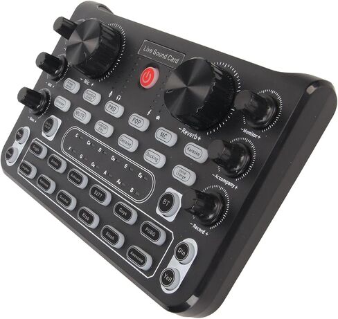 Drfeify Live Sound Card لوحة مزج صوت ذكية لتقليل الضوضاء مع تأثيرات متعددة للهاتف المحمول كاريوكي، أسود in Kuwait
