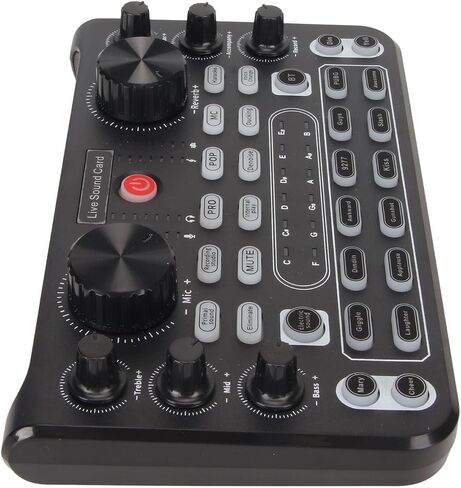 Drfeify Live Sound Card لوحة مزج صوت ذكية لتقليل الضوضاء مع تأثيرات متعددة للهاتف المحمول كاريوكي، أسود in Kuwait