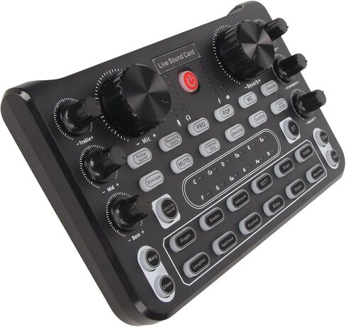 Drfeify Live Sound Card لوحة مزج صوت ذكية لتقليل الضوضاء مع تأثيرات متعددة للهاتف المحمول كاريوكي، أسود in Kuwait