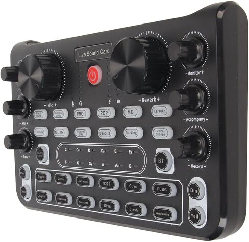 Drfeify Live Sound Card لوحة مزج صوت ذكية لتقليل الضوضاء مع تأثيرات متعددة للهاتف المحمول كاريوكي، أسود in Kuwait