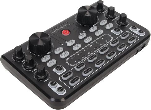 Drfeify Live Sound Card لوحة مزج صوت ذكية لتقليل الضوضاء مع تأثيرات متعددة للهاتف المحمول كاريوكي، أسود in Kuwait