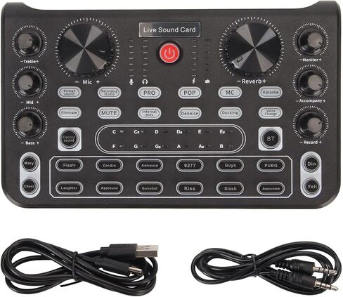 Drfeify Live Sound Card لوحة مزج صوت ذكية لتقليل الضوضاء مع تأثيرات متعددة للهاتف المحمول كاريوكي، أسود in Kuwait