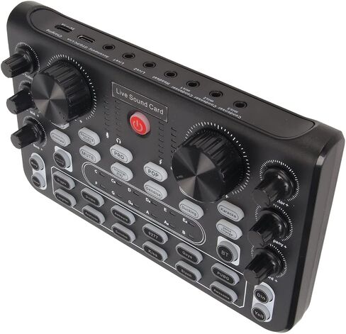 Drfeify Live Sound Card لوحة مزج صوت ذكية لتقليل الضوضاء مع تأثيرات متعددة للهاتف المحمول كاريوكي، أسود in Kuwait