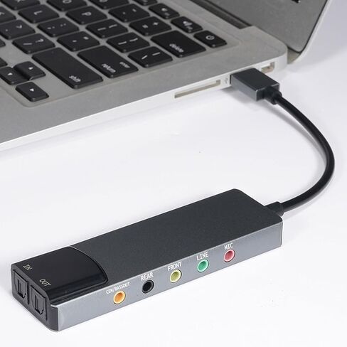 ASHATA 5.1 7.1 USB Sound Card, External Sound Card for Laptop, 48KHz High Sampling Rate, Intelligent Noise Reduction, Mic 3.5MM Optical Fiber Input in Saudi Arabia