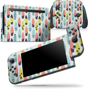 Design Skinz - متوافق مع وحدة تحكم Nintendo Switch OLED + Joy-Con - غطاء حماية من الفينيل قابل للإزالة ومقاوم للخدش - نمط لوح ركوب الأمواج ملون نابض بالحياة in Kuwait