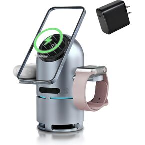 3-in-1 Charging Station for Multiple Devices, Charging Stand with Portable Bulti-in Speaker, Qi2 Certified 30W Fast Wireless Charger for iPhone 17/16/15/14/13/12 Pro, Apple Watch & AirPods in Saudi Arabia