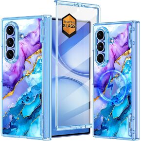 حافظة Meshine لهاتف Galaxy Z Fold 7 مغناطيسية، [متوافقة مع MagSafe] [حماية المفصلات] [واقي شاشة مدمج]، حافظة صلبة مقاومة للصدمات للنساء والفتيات لهاتف Samsung Galaxy Z Fold 7(2025)، شفاف لامع in Kuwait