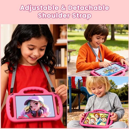 Kids Tablet, Android 15 Tablet, 12GB RAM 64GB ROM 1TB Expansion, 10 inch 1280x800 FHD Touch Screen, 2MP+8MP Dual Camera, WiFi 5, 6000mAh Battery & Parental Control Pink with EVA Case in Saudi Arabia