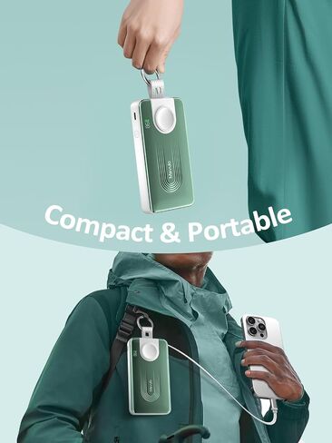 شاحن محمول قابل للسحب من Mavulo لساعة Apple وiPhone 10000mAh 20W كابل مدمج للشحن السريع مع شاشة LED، حزمة بطارية أساسيات السفر لشاحن iPhone 17 16 15، أخضر in Kuwait