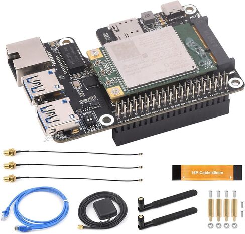 قبعة PCIe إلى MiniPCIe/Gigabit Ethernet/USB 3.2 Gen1 لـ Raspberry Pi 5 تدعم وحدة واجهة MiniPCIe 4G، شبكة عالية السرعة @XYGStudy (EG25-G 4G GbE USB3.2 HAT+) in Saudi Arabia