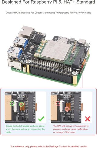 قبعة PCIe إلى MiniPCIe/Gigabit Ethernet/USB 3.2 Gen1 لـ Raspberry Pi 5 تدعم وحدة واجهة MiniPCIe 4G، شبكة عالية السرعة @XYGStudy (EG25-G 4G GbE USB3.2 HAT+) in Saudi Arabia