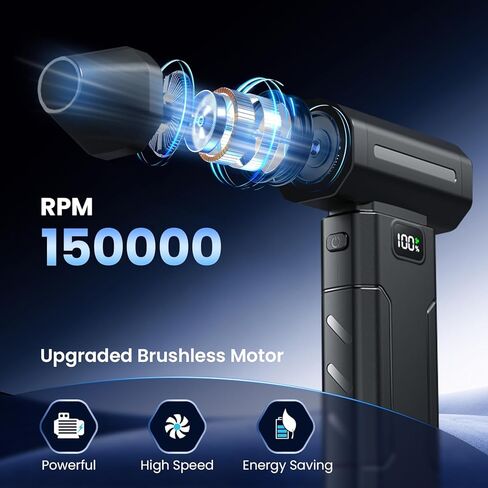 Electric Air Duster, 150000RPM Cordless Air Duster, 5-Gear Adjustable Mini Blower with Fast Charging, Dust Blower for Computer, Keyboard, House, Outdoor and Car in Saudi Arabia