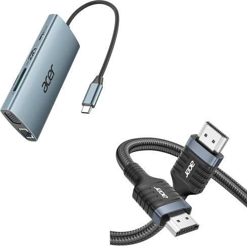 موزع USB C 9 في 1 من آيسر مع كابل أيسر 8K HDMI 2.1 (8K@60 هرتز 6.6FT) in Saudi Arabia
