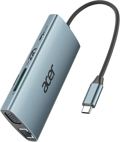 موزع USB C 9 في 1 من آيسر مع كابل أيسر 8K HDMI 2.1 (8K@60 هرتز 6.6FT) in Saudi Arabia