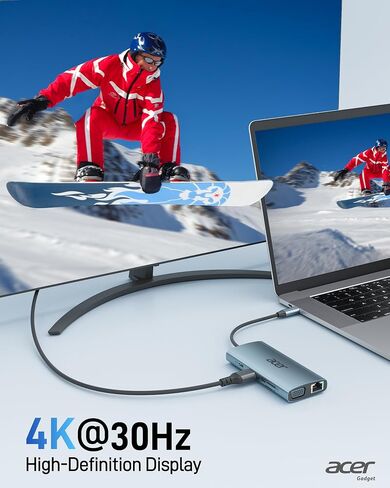 موزع USB C 9 في 1 من آيسر مع كابل أيسر 8K HDMI 2.1 (8K@60 هرتز 6.6FT) in Saudi Arabia