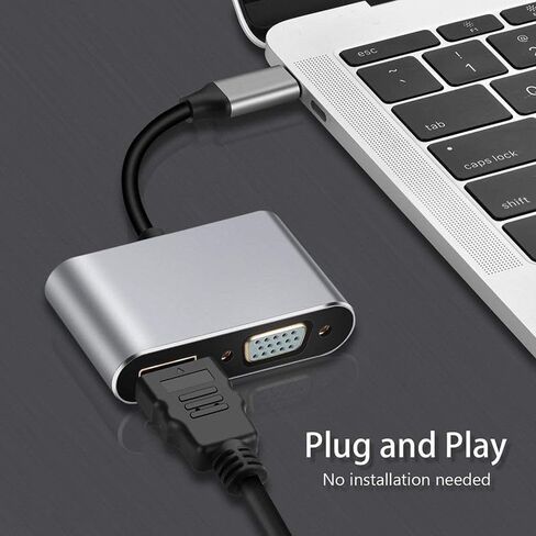 USB C Hub with 4K HDMI, 1080P VGA, Type C to HDMI/VGA Adapter Converter, Aluminum Case Compatible with MacBook Pro/Air, iPad Pro, iMac, iPhone 15 Pro/Pro Max, XPS, Thinkpad in Saudi Arabia