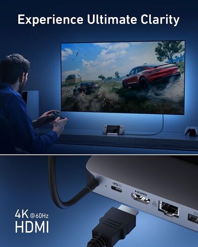 Anker 6-in-1 Steam Deck Dock, USB C Hub with HDMI 4K@60Hz, 1Gbps Ethernet, 6ft Ultra HD 4K@120Hz HDMI Cable in Saudi Arabia