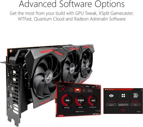 بطاقة رسومات ASUS ROG Strix AMD Radeon RX 5700XT Overclocked 8G GDDR6 HDMI DisplayPort للألعاب (ROG-STRIX-RX5700XT-O8G-GAMING) (متجددة) in Kuwait