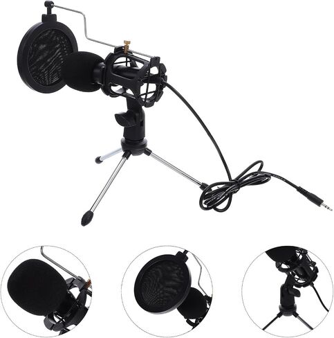 Uonlytech Gaming Microphone with Tripod Stand Double Acoustic Filter for Podcast Streaming and Online Chats Design for Clear Recording in Saudi Arabia