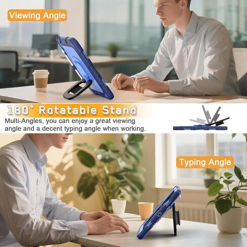 Grifobes for iPad A16 11th/10th Generation Case 2025/2022, for 11 Inch/10.9 Inch iPad Case Cover with Screen Protector, 360°Rotate Stand, Hand & Shoulder Strap, Pencil Holder, Navy Blue in Kuwait