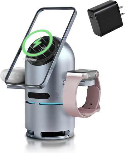 3-in-1 Charging Station for Multiple Devices, Charging Stand with Portable Bulti-in Speaker, Qi2 Certified 30W Fast Wireless Charger for iPhone 17/16/15/14/13/12 Pro, Apple Watch & AirPods in Saudi Arabia