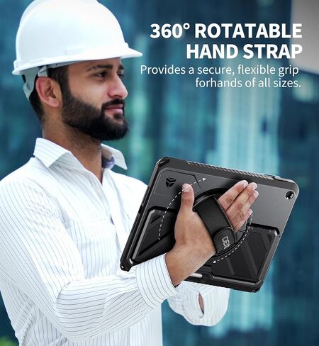 حافظة Dexnor لجهاز iPad (A16) الجيل الحادي عشر/العاشر 2025/2022 (11 بوصة/10.9 بوصة)، حافظة حماية متينة مع حزام يد دوار 360 درجة وحامل وواقي شاشة وحامل قلم رصاص وغطاء كامل للجسم مقاوم للصدمات، أسود in Saudi Arabia