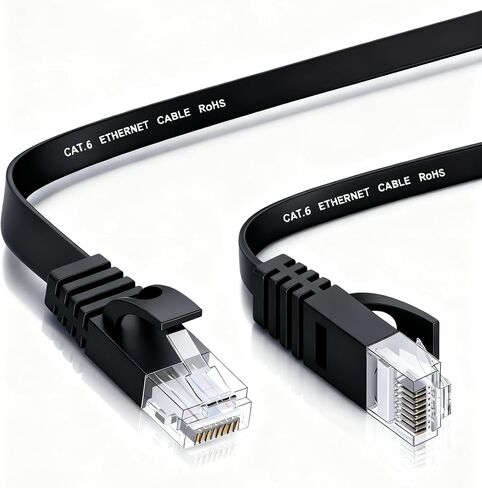 Cat 6 Ethernet Cable 3ft (at a Cat5e Price but Higher Bandwidth) Flat Internet Network Cables - Cat6 Ethernet Patch Cable Short - Black Computer LAN Cable with Snagless RJ45 Connectors in Saudi Arabia