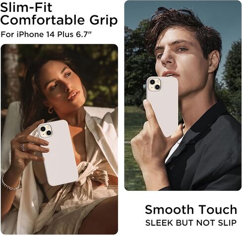 Designed for iPhone 14 Plus Case Silicone, with 2X Screen Protectors, Full Body Shockproof Protective Cover, Liquid Silicone Slim Thin Phone Case for iPhone 14 Plus 6.7", Stone in Saudi Arabia