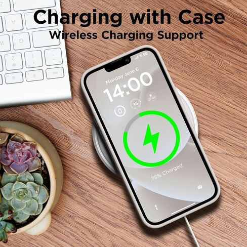 Designed for iPhone 14 Plus Case Silicone, with 2X Screen Protectors, Full Body Shockproof Protective Cover, Liquid Silicone Slim Thin Phone Case for iPhone 14 Plus 6.7", Stone in Saudi Arabia