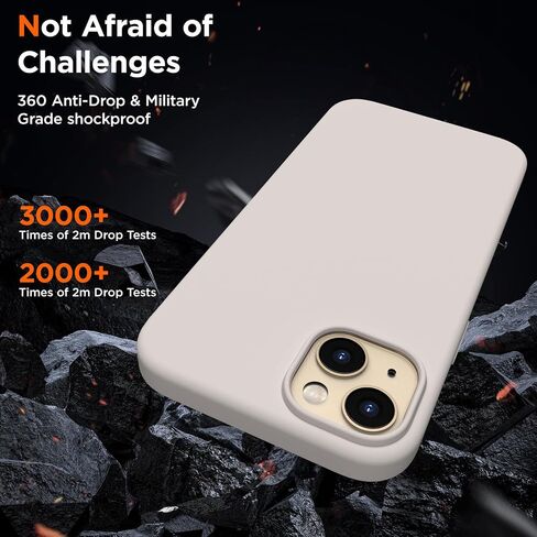 Designed for iPhone 14 Plus Case Silicone, with 2X Screen Protectors, Full Body Shockproof Protective Cover, Liquid Silicone Slim Thin Phone Case for iPhone 14 Plus 6.7", Stone in Saudi Arabia