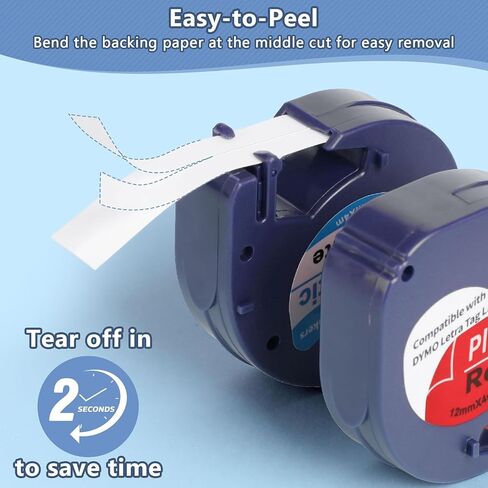 5Pack dymo Label Maker Refills Compatible with DYMO LetraTag Label Maker Refill 91331 White Plastic Tape 12mm x 4m (1/2" x 13') for Labeler Letra Tag 200B LT 100H 100T Plus in Saudi Arabia