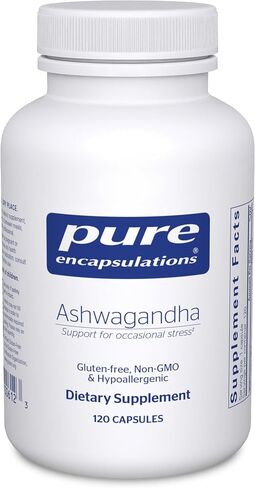 Pure Encapsulations Ashwagandha - Adaptogen Supplement for Thyroid Support, Joints, Stress, Focus, and Memory* - with Ashwagandha Extract - 120 Capsules in Kuwait