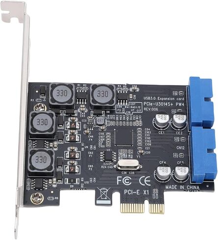 GOWENIC PCIE to 2 Ports 19 Pin USB 3.0 Card, 12mm X 12mm Enclosed Super Strong Inductor, Can Withstand Temperatures up to 250C, for Desktop Computer in Saudi Arabia