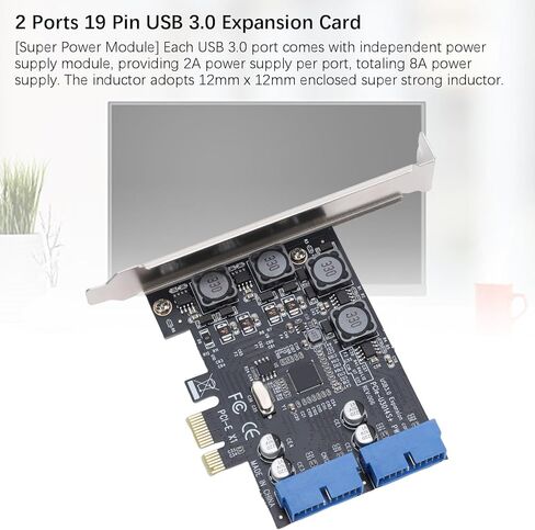 GOWENIC PCIE to 2 Ports 19 Pin USB 3.0 Card, 12mm X 12mm Enclosed Super Strong Inductor, Can Withstand Temperatures up to 250C, for Desktop Computer in Saudi Arabia