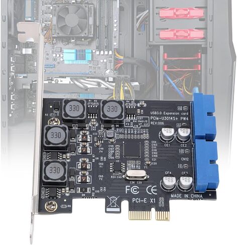 GOWENIC PCIE to 2 Ports 19 Pin USB 3.0 Card, 12mm X 12mm Enclosed Super Strong Inductor, Can Withstand Temperatures up to 250C, for Desktop Computer in Saudi Arabia