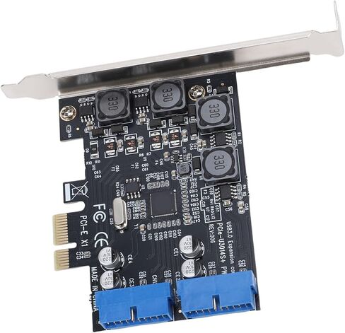 GOWENIC PCIE to 2 Ports 19 Pin USB 3.0 Card, 12mm X 12mm Enclosed Super Strong Inductor, Can Withstand Temperatures up to 250C, for Desktop Computer in Saudi Arabia