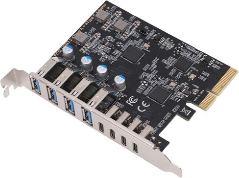 PUSOKEI PCIe to USB 3.2 Gen 2 Card, 8 Ports 4xType C 4xType A 10Gbps Bandwidth PCIe Expansion Card, with Plug and Play, for Wins OS X Systems Desktop PC in Saudi Arabia
