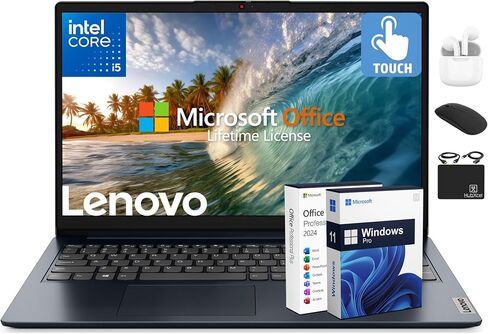Lenovo IdeaPad Business Laptop, 15.6" FHD Touchscreen, Powerful 10-Core Intel i5-1334U, AI Copilot Computer, 24GB RAM, 1TB Storage (512GB SSD+500GB Ext), HubxcelAccessory, Win 11 Pro, Lifetime Office in Saudi Arabia