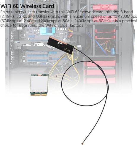 بطاقة Yoidesu WiFi 6E اللاسلكية، هوائي 8dBi 2.4 جيجا هرتز 5 جيجا هرتز 6 جيجا هرتز ثلاثي النطاق 4200 ميجا بت في الثانية بطاقة لاسلكية للكمبيوتر المحمول مع واجهة NGFF M.2 لإطارات W 10 11 in Saudi Arabia